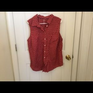 Red Button Down Sleeveless